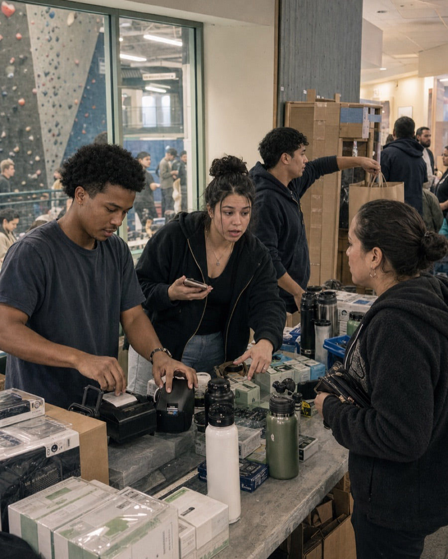 Sales teammates helping each other complete a customer purchase